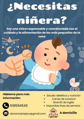 Niñera disponible los fines de semana en Sevilla