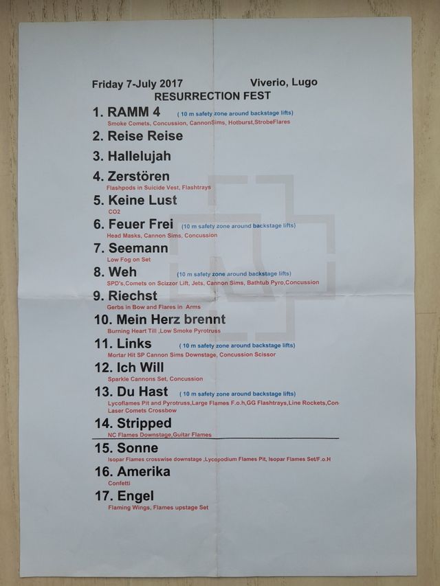 Setlist Rammstein Resurrection Fest 2017