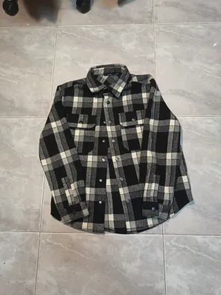 Chaqueta de cuadros negra y blanca