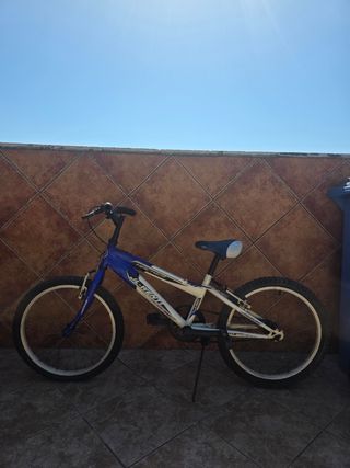 Bicicleta infantil azul y blanca