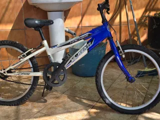 Bicicleta infantil azul y blanca