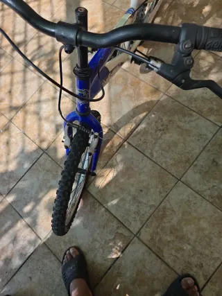 Bicicleta infantil azul y blanca