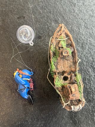 Decoración Acuario Buzo y Barco Hundido
