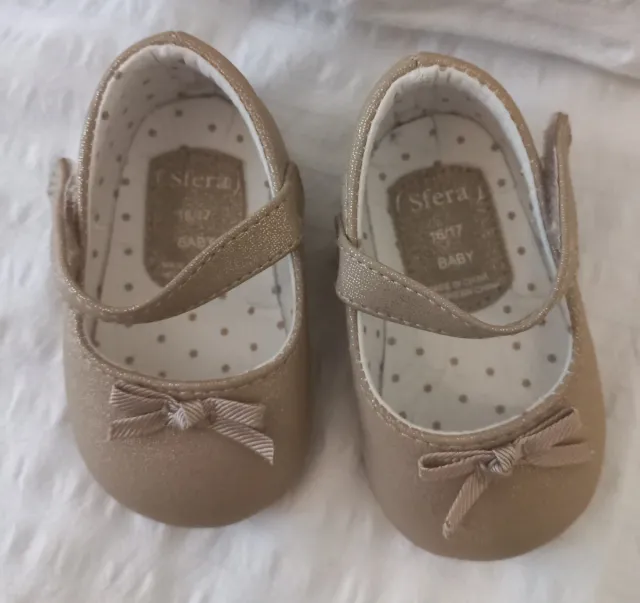 Merceditas doradas bebé lazo