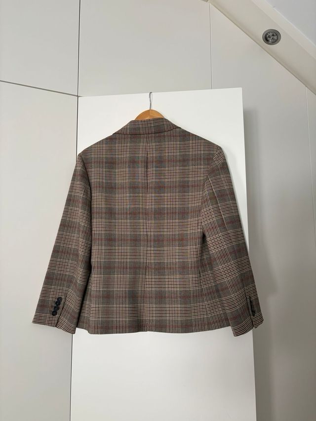 Blazer Zara Cuadros Beige Talla M