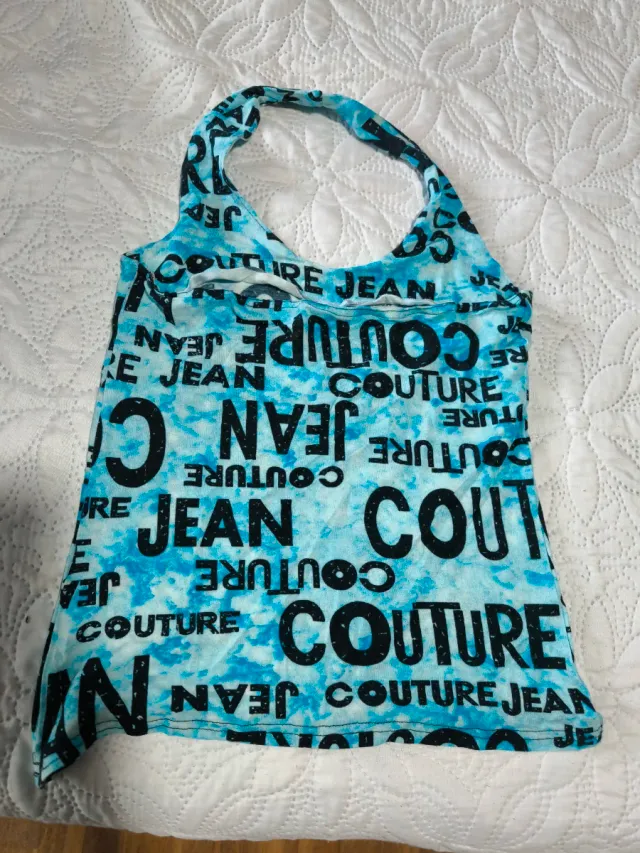 Top halter negro y azul