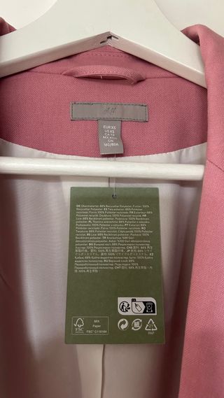 Blazer H&M Rosa Talla XS Nuevo con Etiquetas