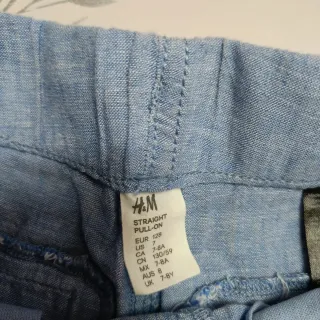 Pantaloni H&M bambino in lino, azzurri taglia 128