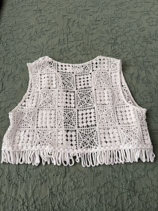 Chaleco Crochet Zara Blanco Talla Única