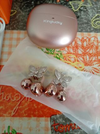 Auriculares Bluetooth King Lucky i121 rosado/dorad