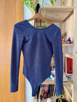 Body lúrex Mango espalda abierta azul