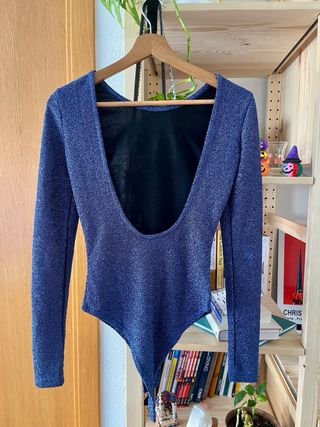 Body lúrex Mango espalda abierta azul