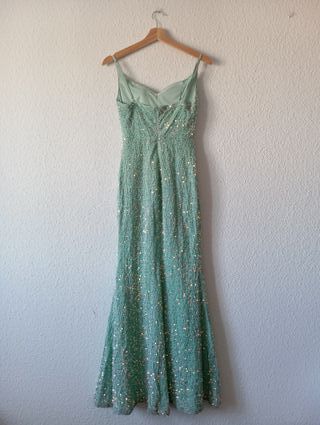 Vestido fiesta. Lentejuelas. Verde agua