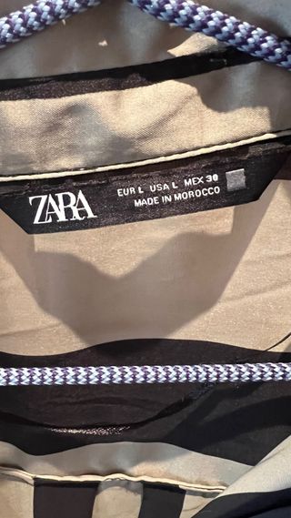 Camisa Zara Rayas Beige y Negro Talla M