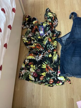 Pack Petos Vaqueros y Kimono Estampado