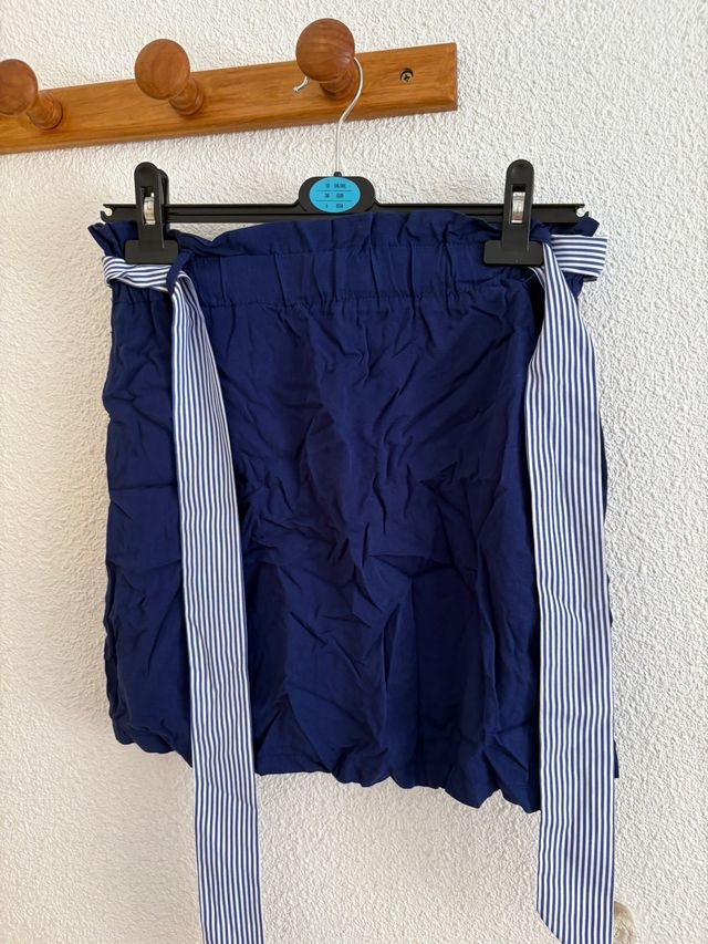 Falda Pinkie azul con cinturón rayas Talla M