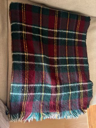 Bufanda grande cuadros verde y rojo