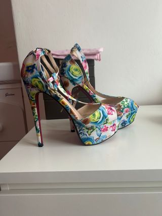 Scarpe eleganti donna tacco floreali Tg 40