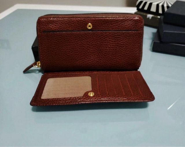 Portafoglio donna ecopelle marrone martellato