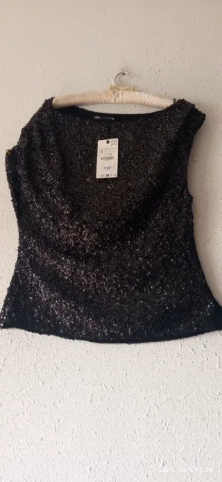Blusa fiesta lentejuelas Zara Talla XL