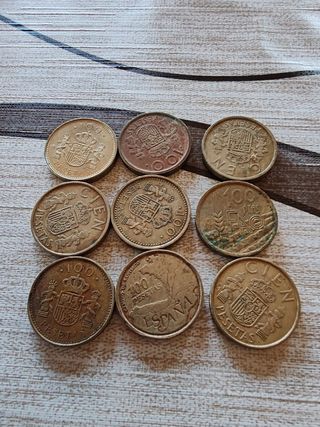Lote de 9 monedas de 100 pesetas