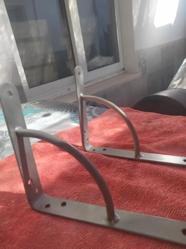 2 Soportes Estantería Metálicos Plateados mate