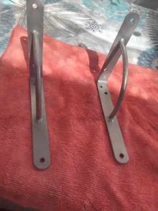 2 Soportes Estantería Metálicos Plateados mate