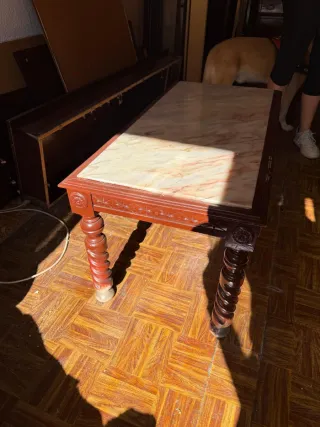 Mesa auxiliar vintage mármol y madera