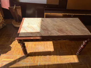 Mesa auxiliar vintage mármol y madera