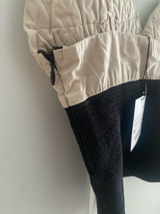 Top Zara Beige y Negro