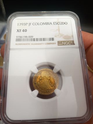 Moneda de Oro 1793P JF Colombia Escudo XF 40
