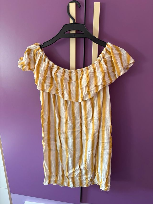 Vestido de tirantes amarillo y beige Talla L