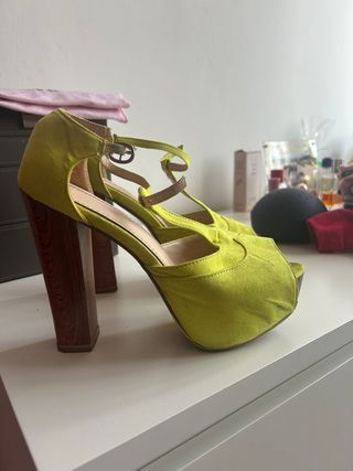 Scarpe con tacco donna gialle/marrone Tg 40
