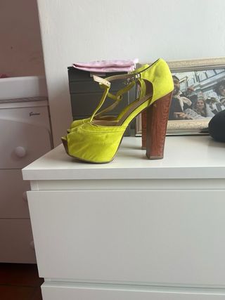 Scarpe con tacco donna gialle/marrone Tg 40