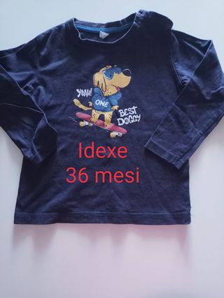 Maglietta bimbo 36 mesi cane skateboard