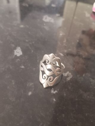 Anillo Plata Ley Antigua Diseño Calado