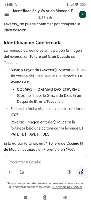 Moneda Plata 1707 Castillo Corona