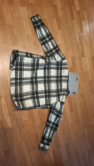 Chaqueta de cuadros con capucha Talla S
