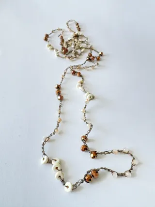 Collana uncinetto perle beige e marroni
