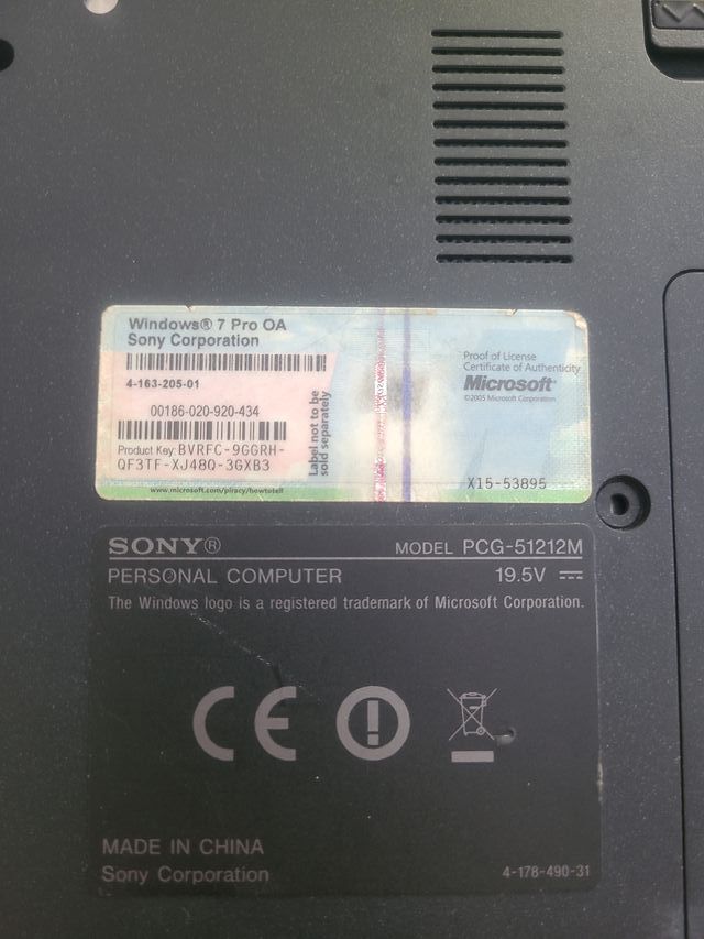 Sony VAIO portátil para piezas