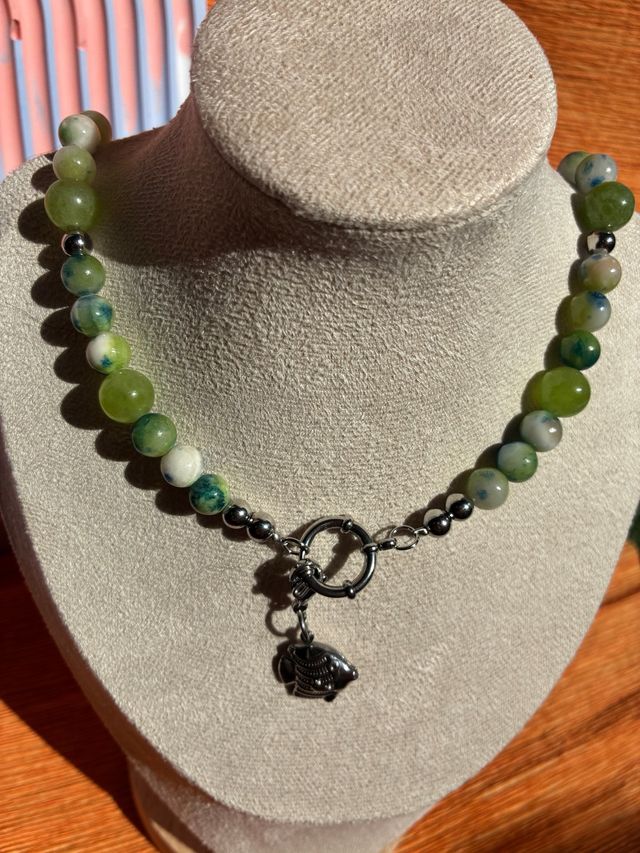 Collar piedras naturales verde y azul