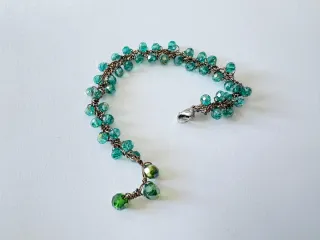 Braccialetto uncinetto verde e argento