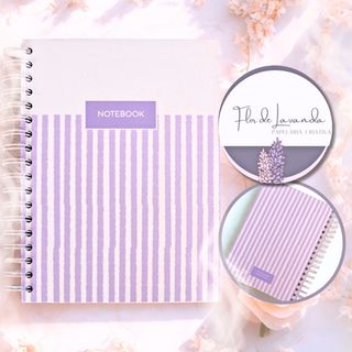 Caderno Colegial 17,5 x 24 cm Listrado Lilás
