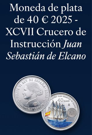 Moneda Plata 40€ 2025 Juan Sebastián Elcano