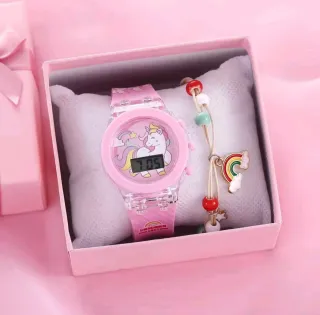 Conjunto Reloj y Pulsera Unicornio