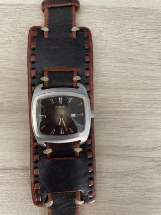 Reloj Fossil Plata Correa Piel Marrón
