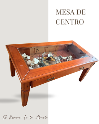 Mesa Centro Vitrina Madera Cerezo