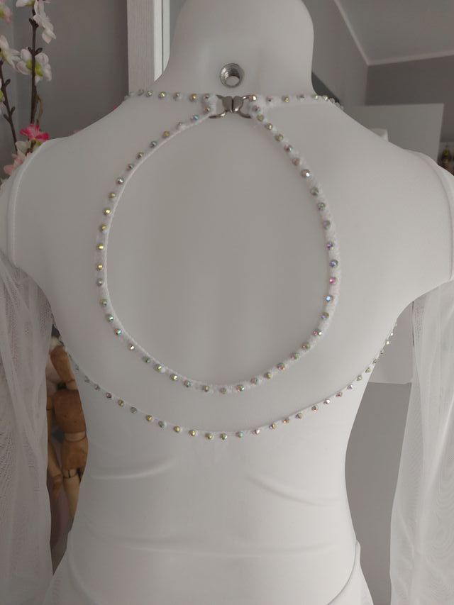 Maillot patinaje blanco con pedrería
