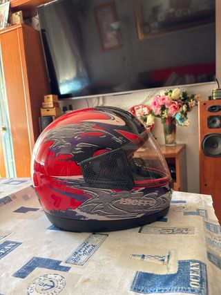 Casco de moto BIEFFE rojo y morado
