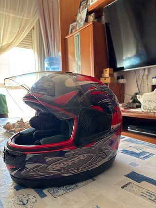 Casco de moto BIEFFE rojo y morado